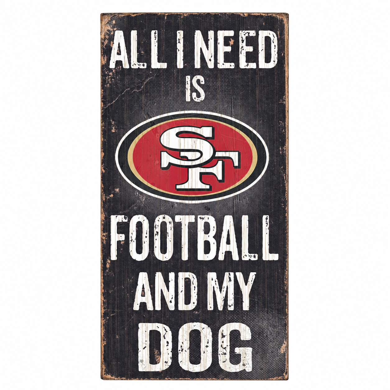 San Francisco 49ers Wood Football and Dog Sign 6x12"