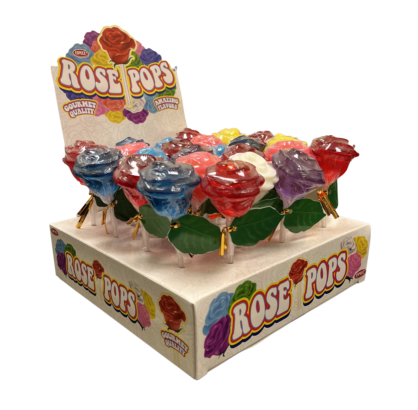 Espeez Assorted Rose Shaped Flower Lollipop 24 ct