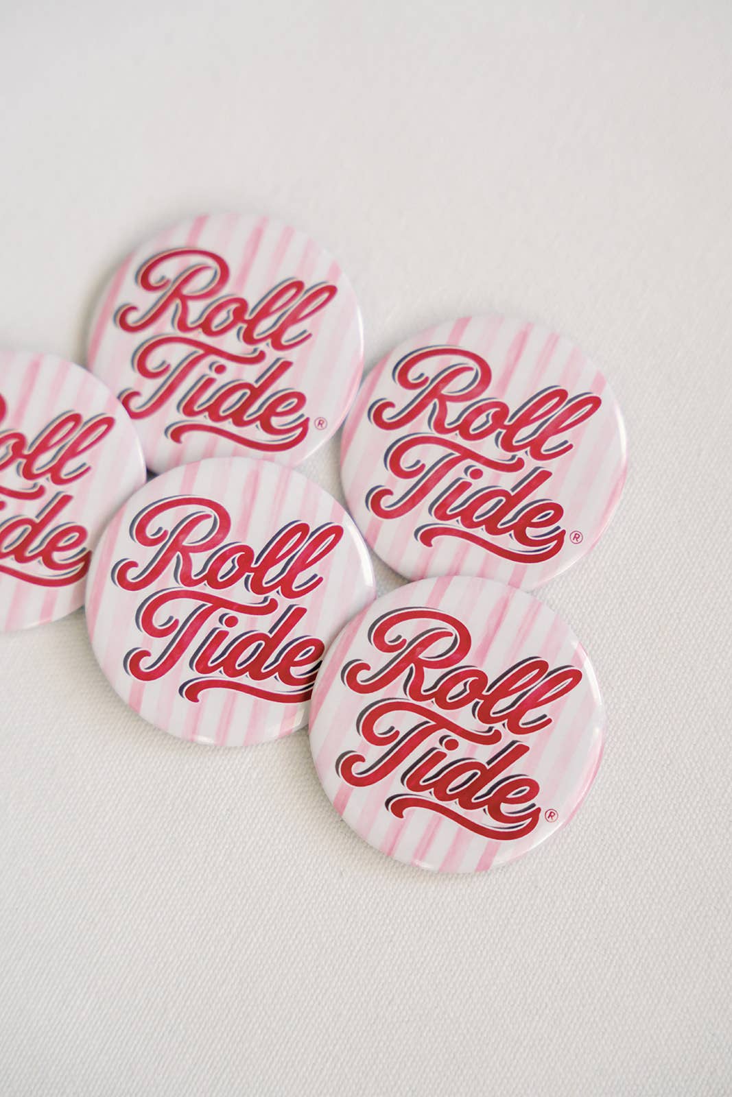 University of Alabama Striped "Roll Tide" Game Day Button — Bama Tan boutique, Tuscaloosa AL