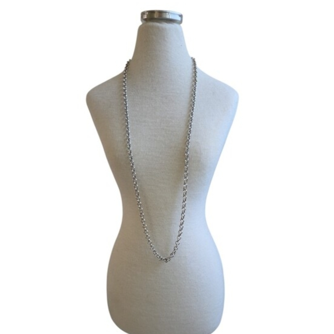 Classic Silver Toned Chain Necklace 23"