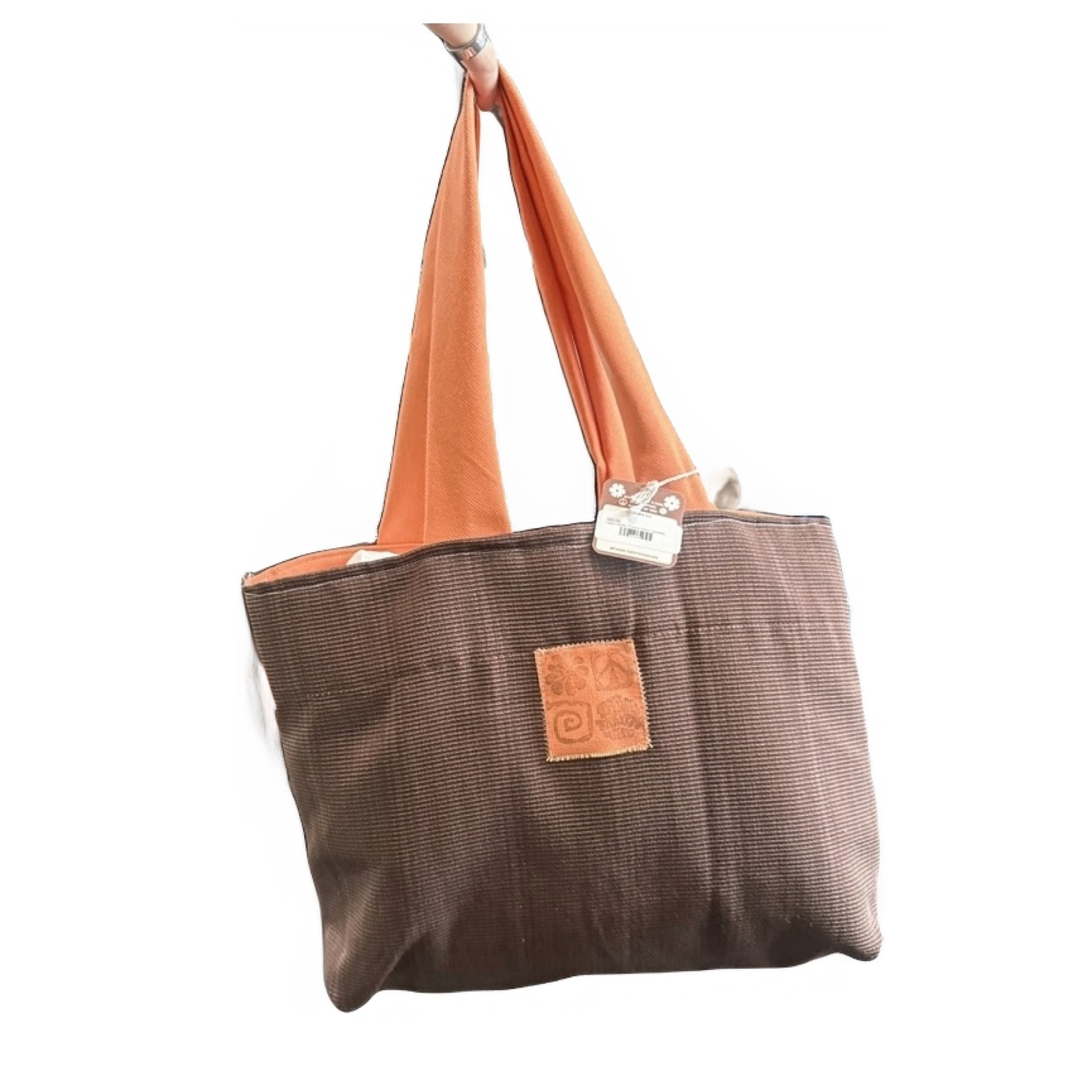 Tara's Thrifty Threads Artist Upcycled Tote 70's Brown