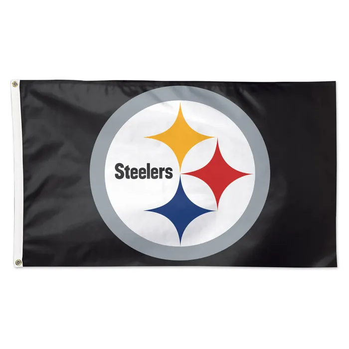 Pittsburgh Steelers Deluxe Black Primary Logo Flag 3x5'