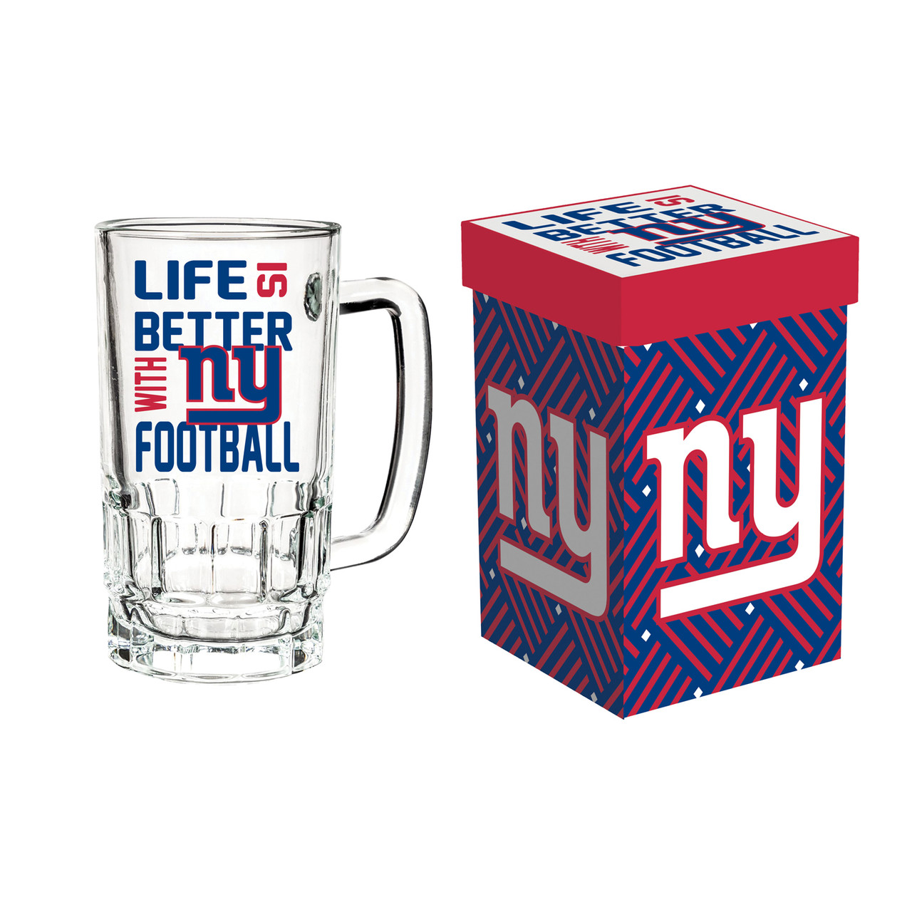 New York Giants Glass Tankard Mug with Box 18oz