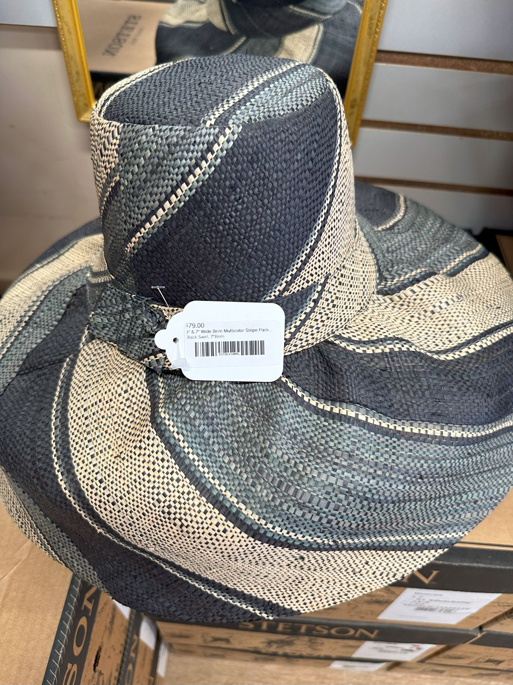 5" & 7" Wide Brim Multicolor Stripe Packable Straw Sun Hats