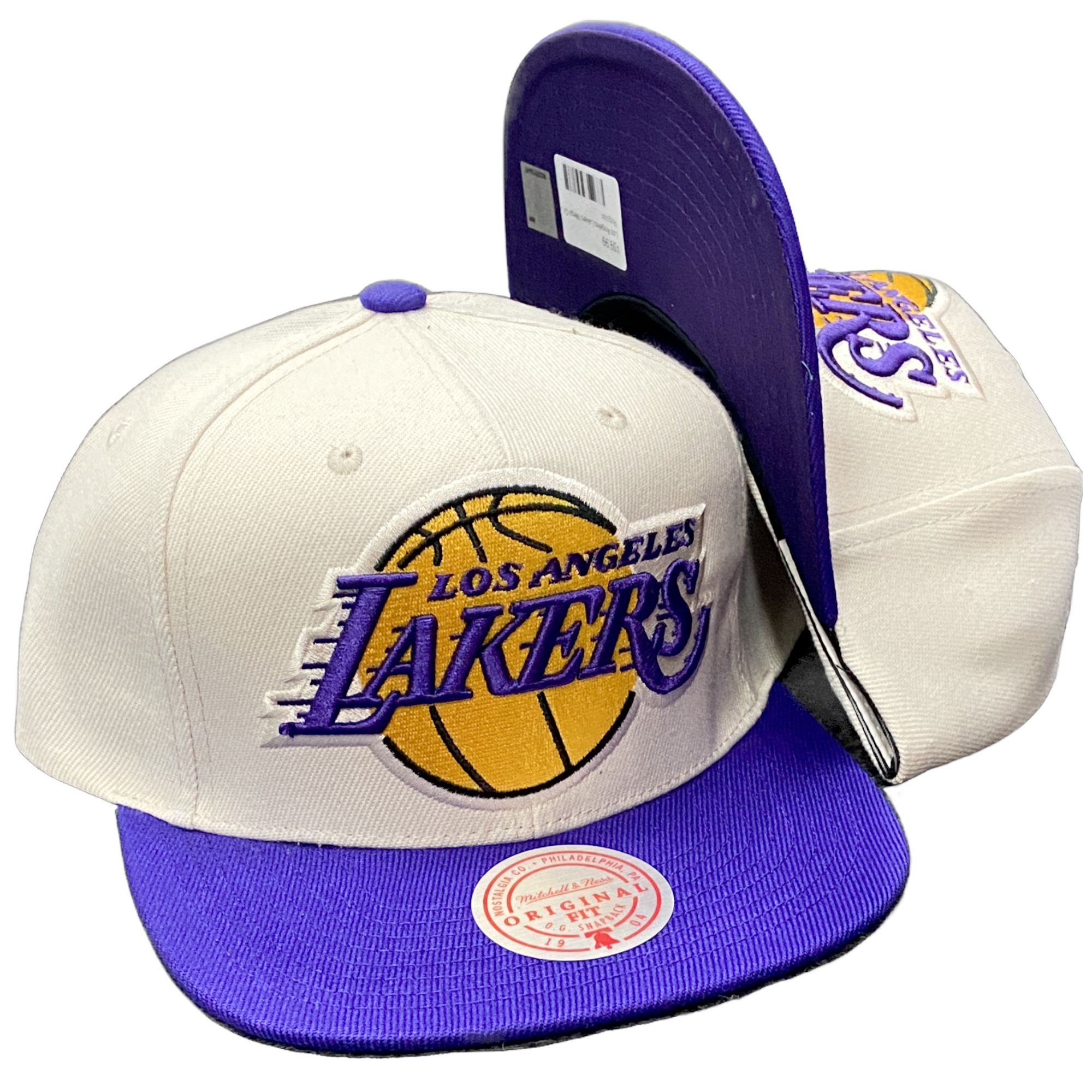 Los Angeles Lakers Mega Logo Cream Mitchell and Ness Snapback Hat