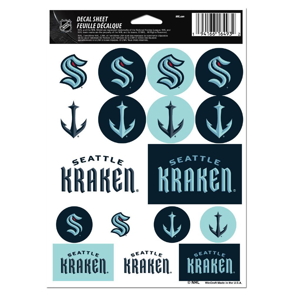 Seattle Kraken Vinyl Decal Sheet 5x7"