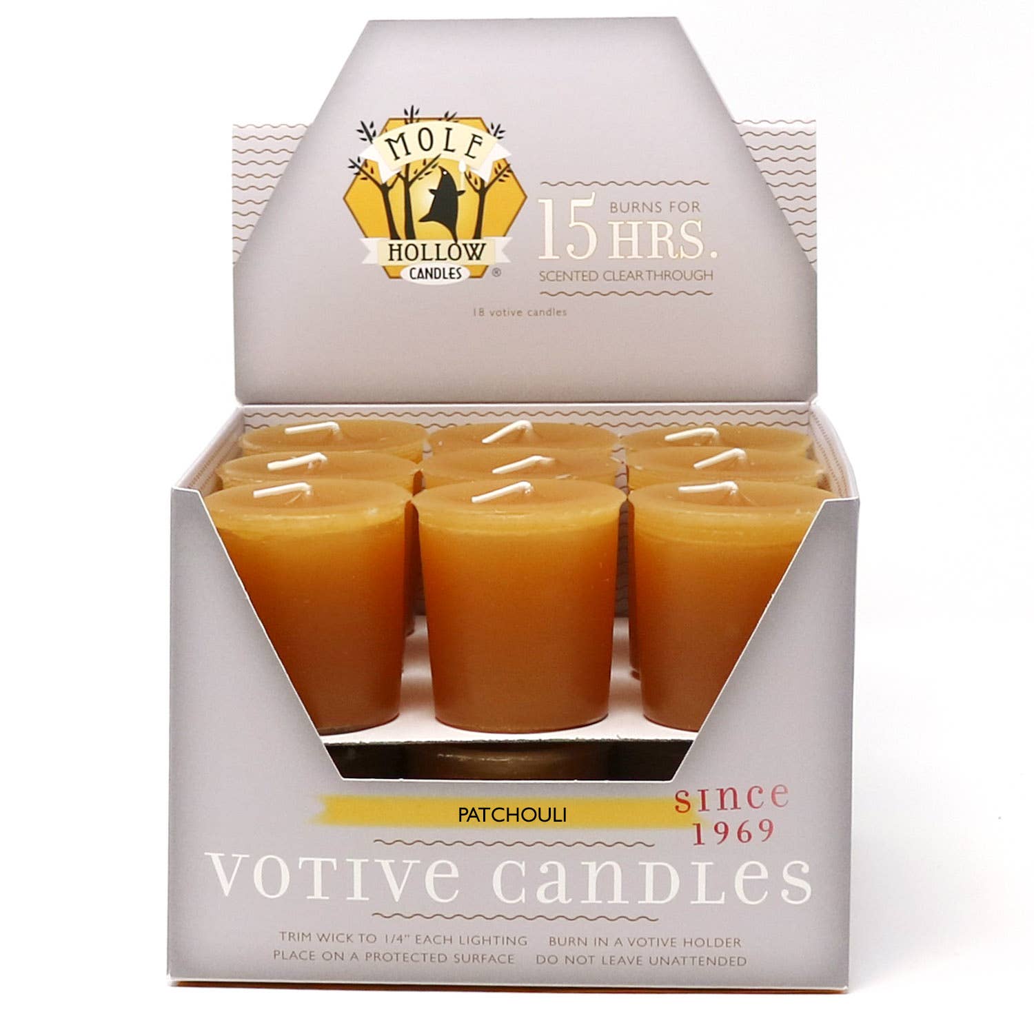 Patchouli Scented Votive Candles, Box of 18