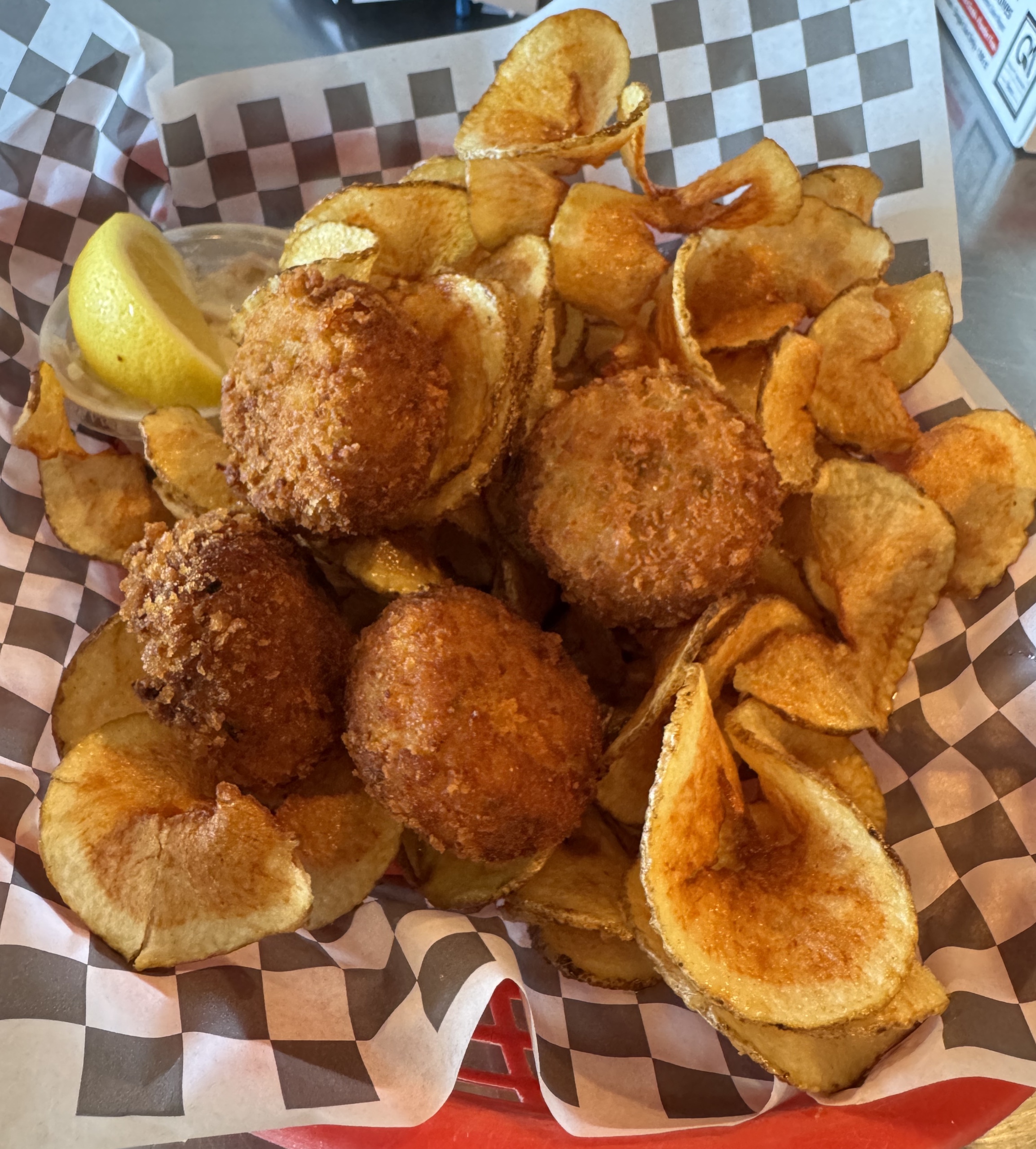Crab Balls 'n Chips