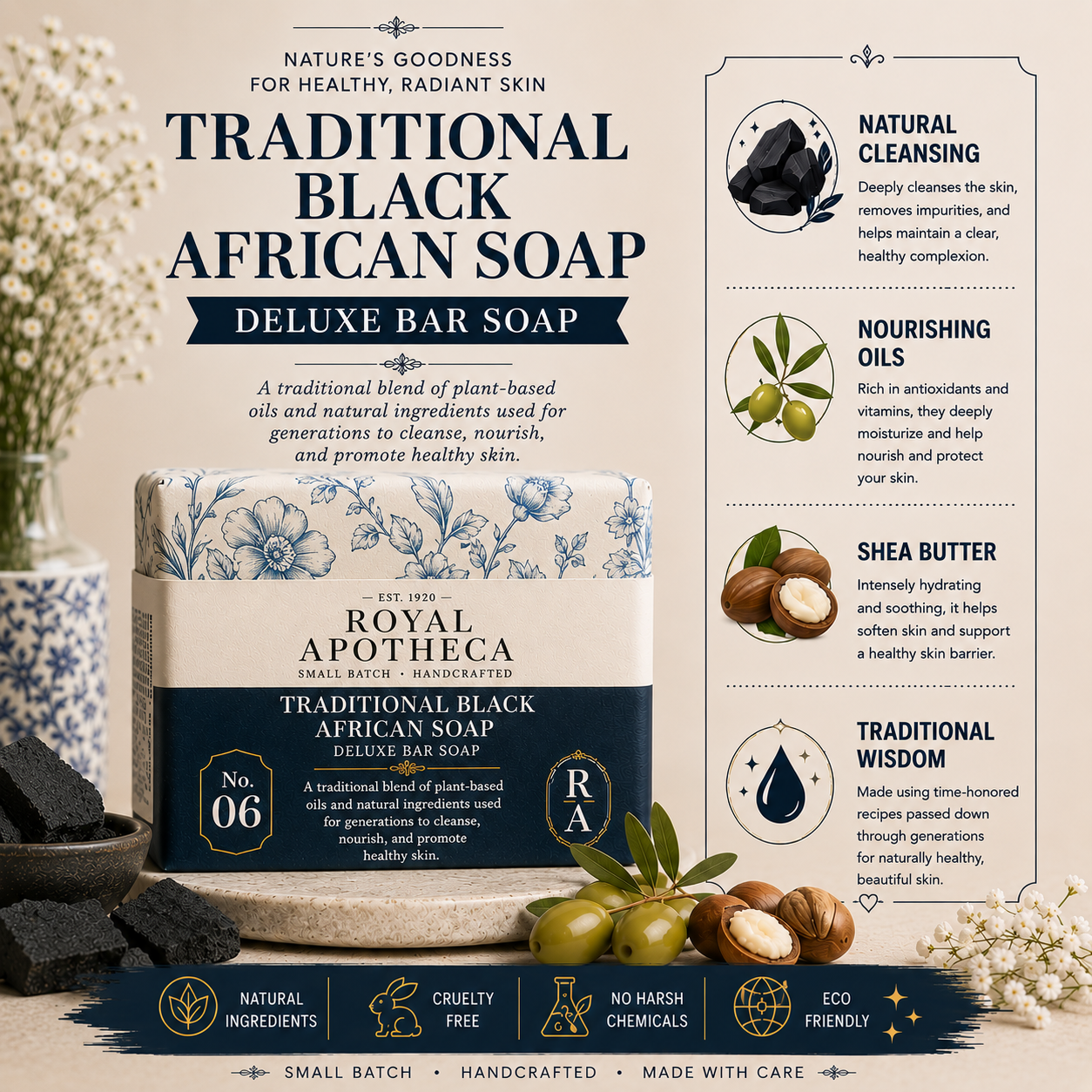Traditional Black African Soap - No.06 - Deluxe Bar Soap