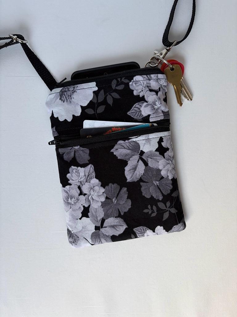 Small Crossbody Bag – Black & White Blooms, photo 5 of 7