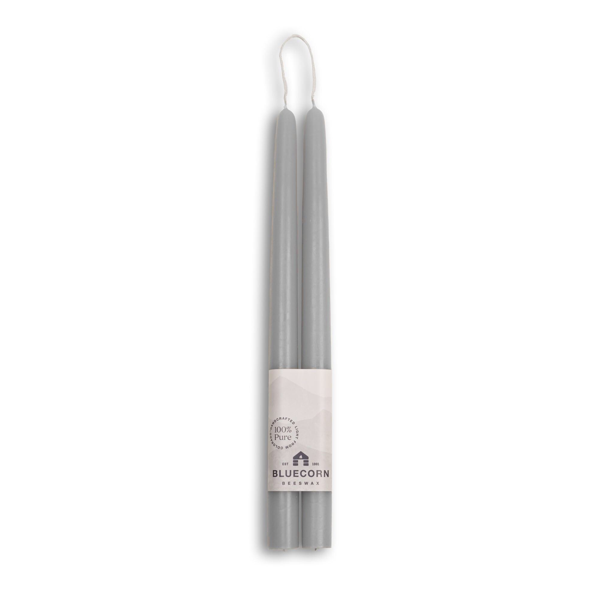Bluecorn 100% Pure Beeswax Taper Candles | Natural Beeswax Candles, Unscented Tapered Gray Candles | Soy, Paraffin & Fragrance Free | 12 Inch Candles, Pair