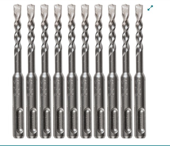 1/4" x 4" SDS‑PLUS Bit, 2‑Cutter, 10/pk