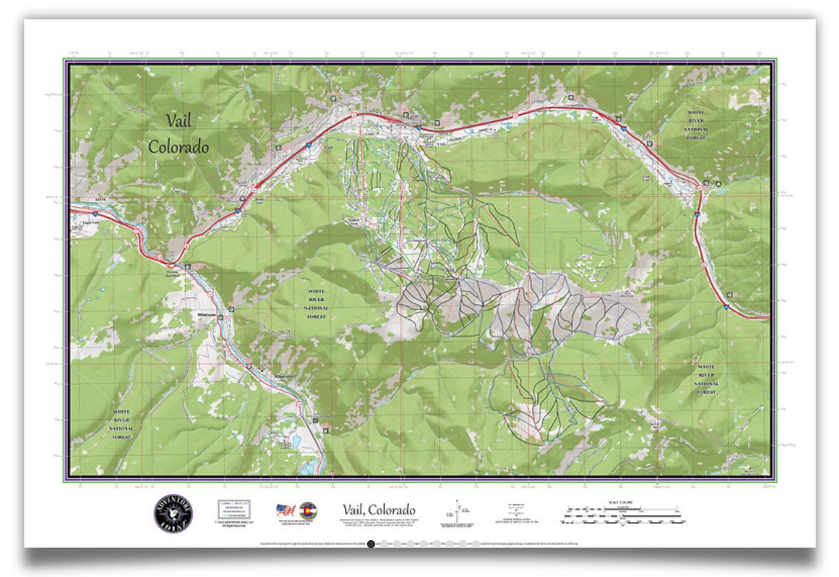 Vail Colorado Topographic Map Poster
