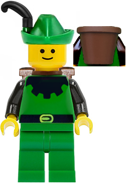 cas131a Forestman - Black, Green Hat, Black Feather, D-Basket