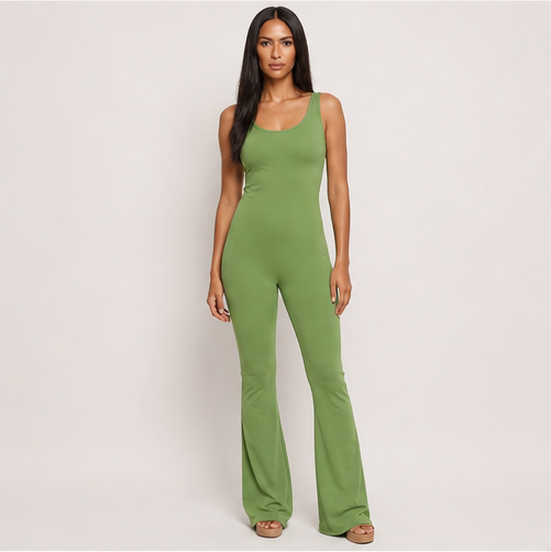 Activewear work out yoga flare jumpsuit with scrunch butt