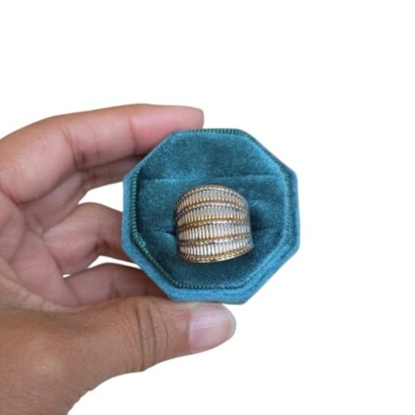 Size 9 Gold-Tone Textured Wide Band Ring