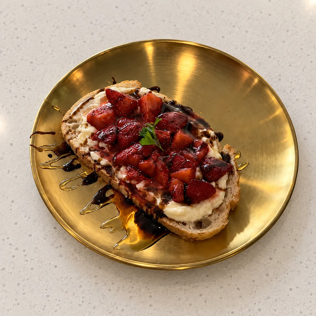 Balsamic Roasted Strawberry Ricotta Toast at BubbleBrew