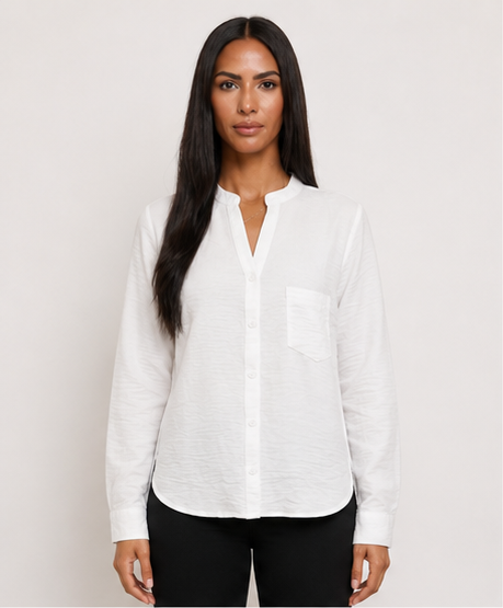 Textured Drop Shoulder Collared Button Down Shirt