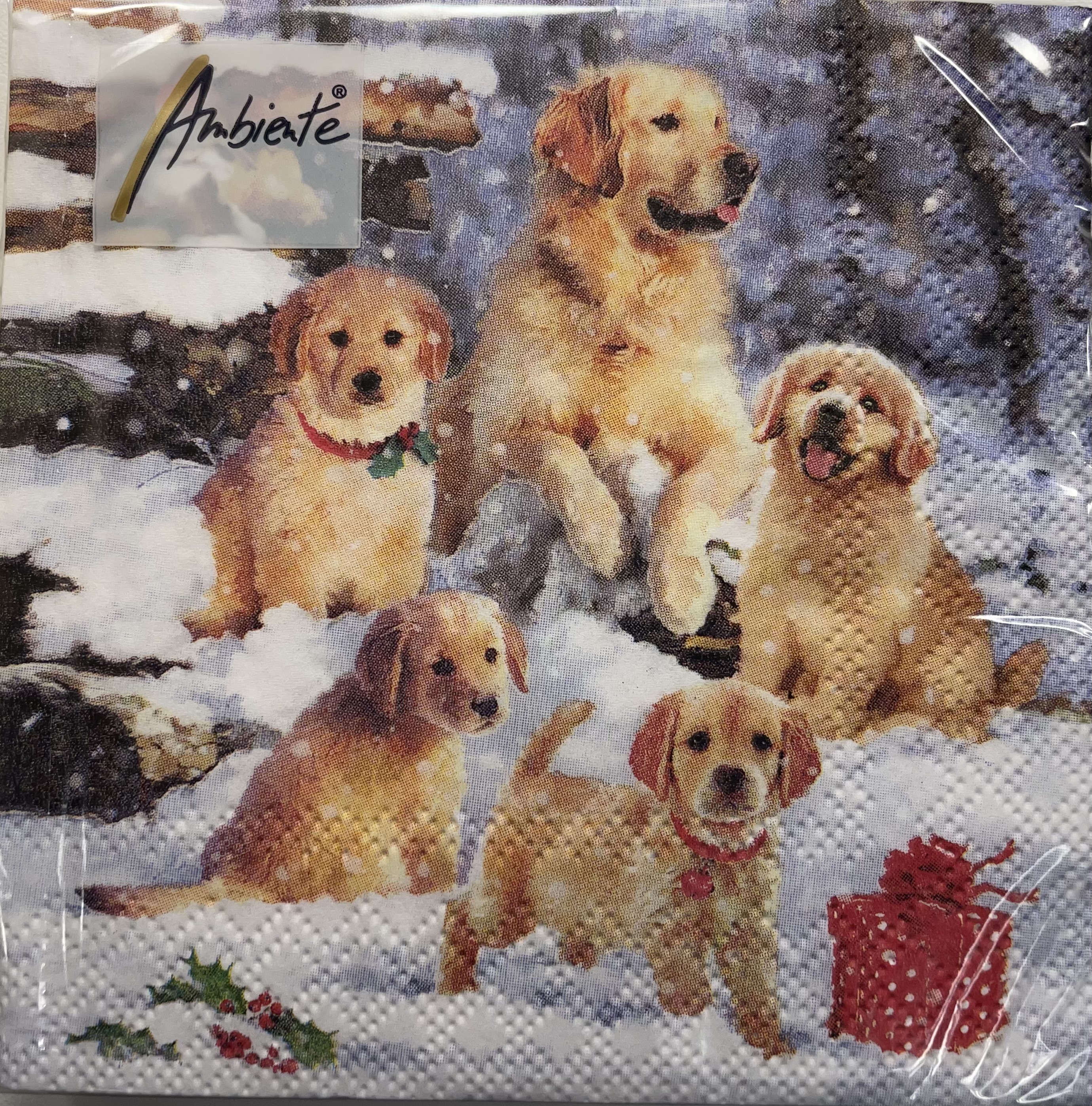 Winter Golden Retriever Cocktail Napkins