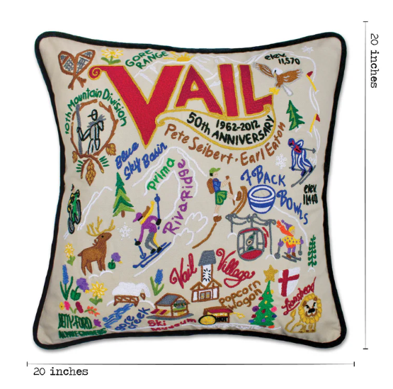 Vail Hand-Embroidered Pillow Catstudio