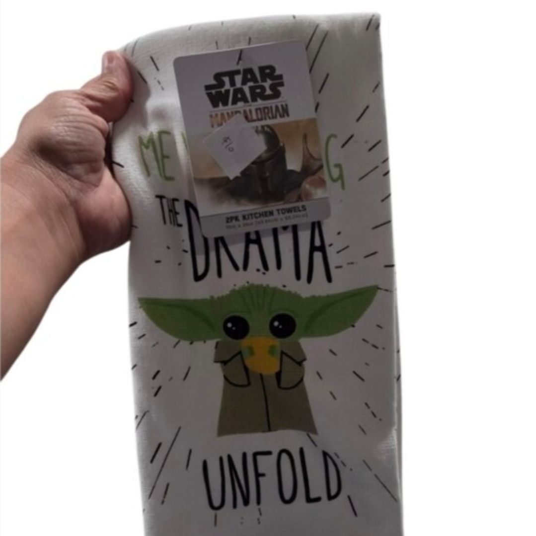 Star Wars The Mandalorian Kitchen Towel "Me Watching The Drama Unfold" 2pk