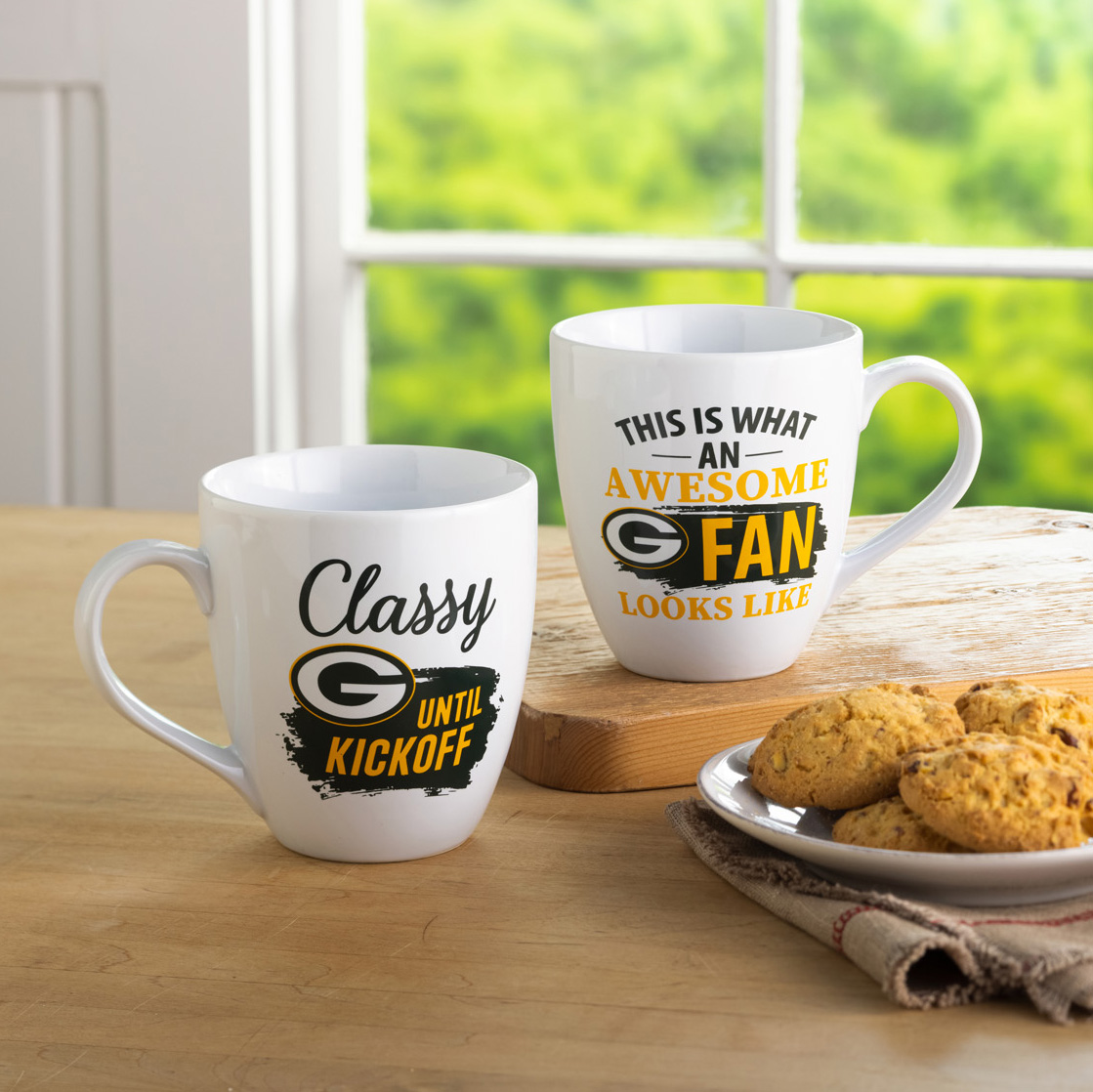 Green Bay Packers Ceramic Coffee Mug Set with Box 17oz Each
