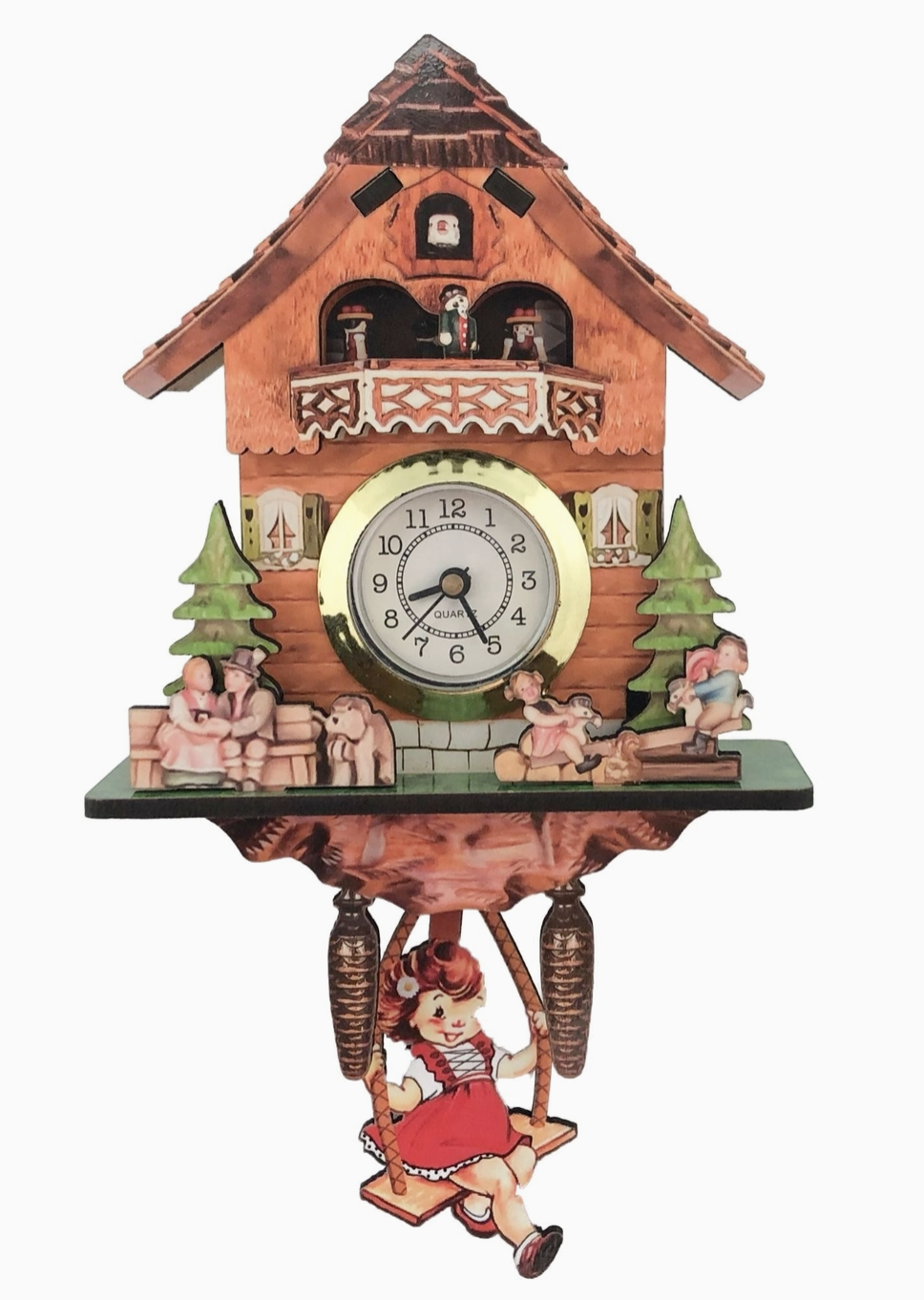 German Girl & Dog Functioning Clock Fridge Magnet