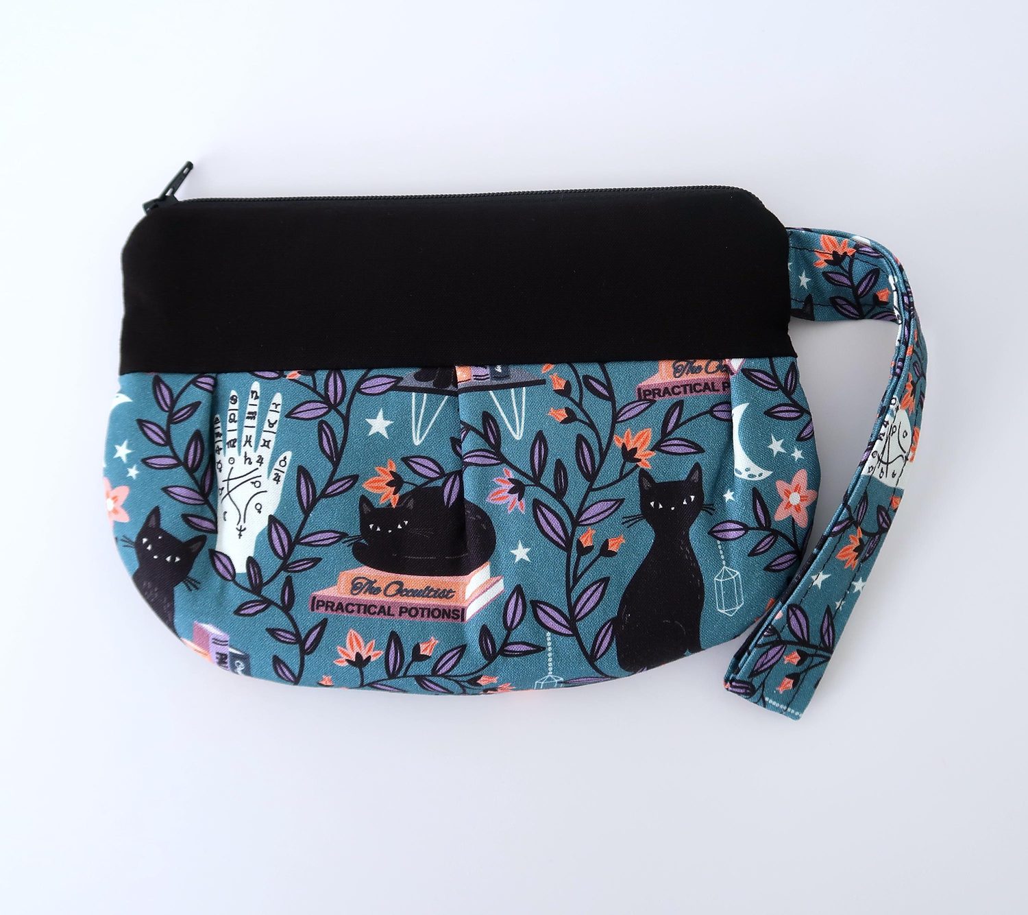 Pleated Wristlet – Spellbound Black Cats, photo 2 of 8
