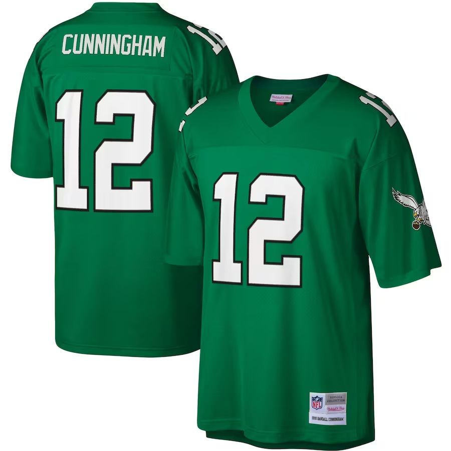 Philadelphia Eagles 1990 Randall Cunningham #12 Mitchell and Ness Kelly Green Jersey