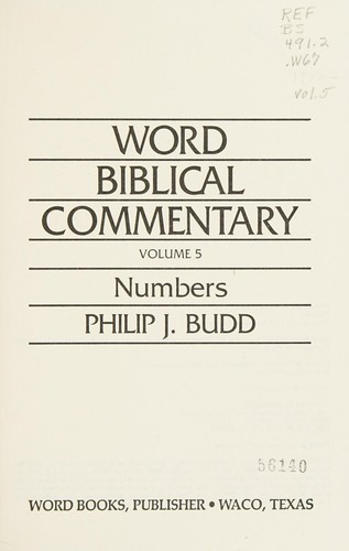Cover of Word Biblical Commentary Vol. 5, Numbers (budd), 446pp