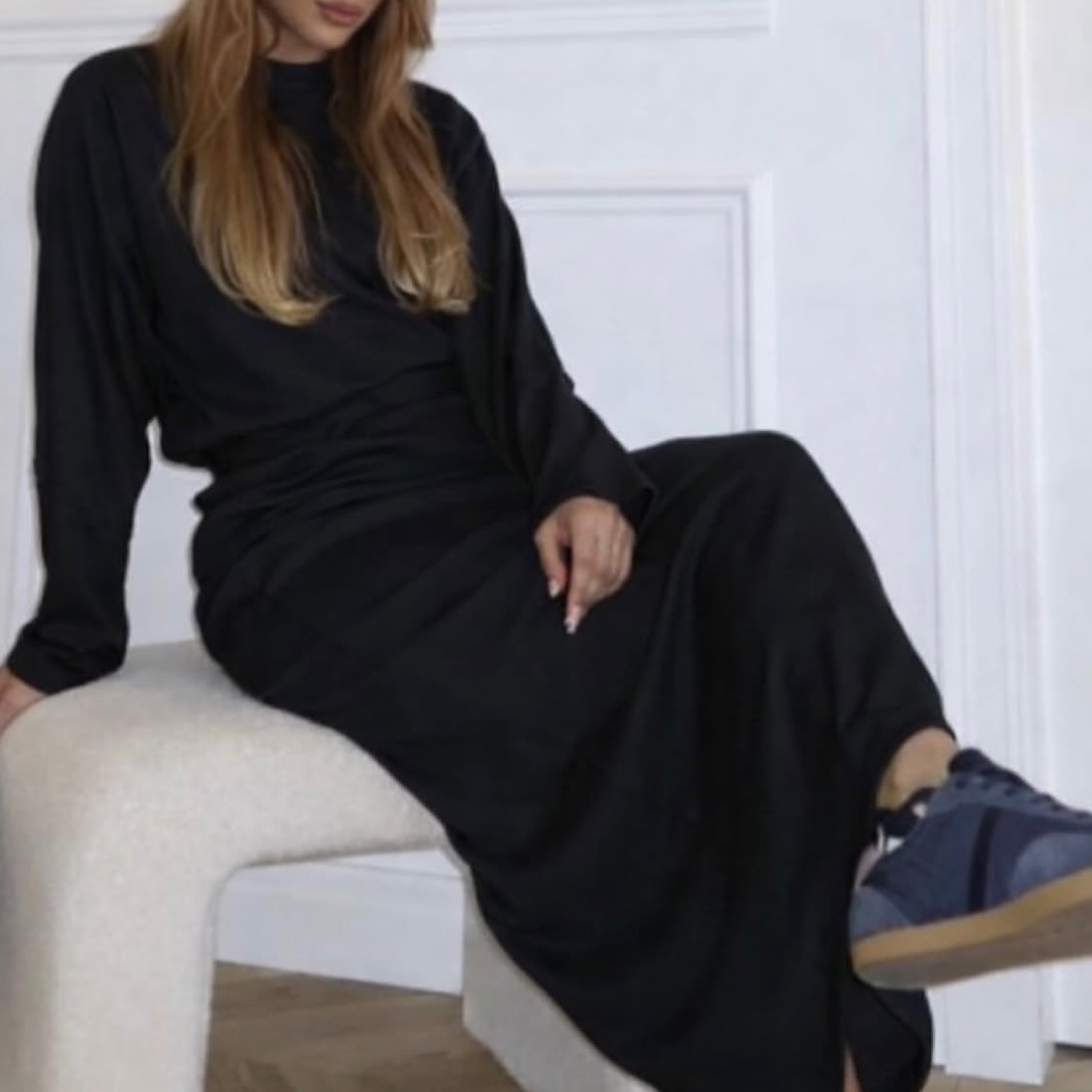 2 Piece Ribbed Skirt Set in Black — product photo