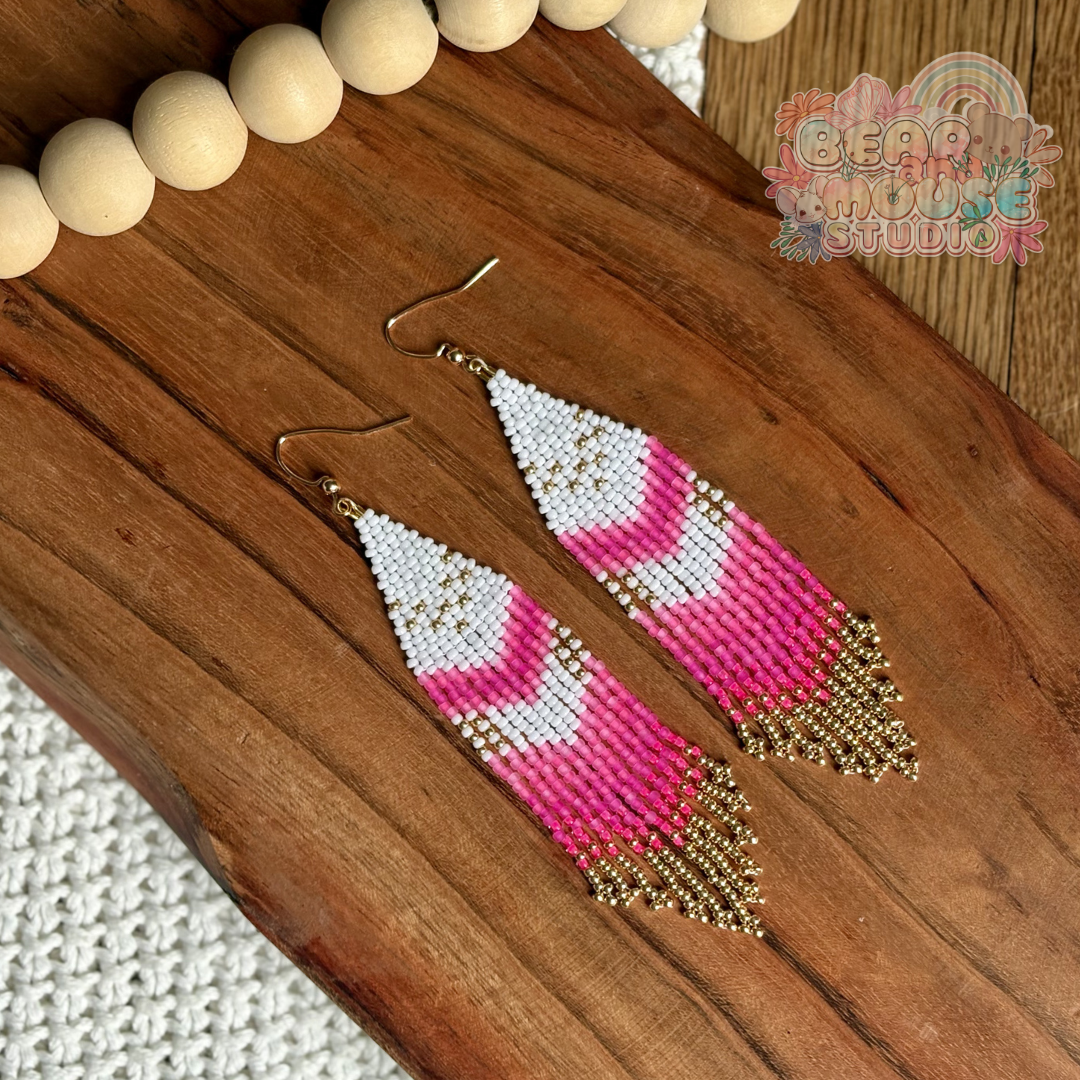 Bubblegum Pink Chevron Fringe Earrings preview image