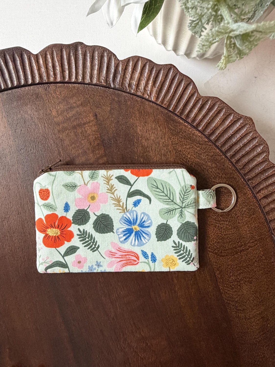 Keychain Pouch – Wildflowers on Mint, photo 3 of 4