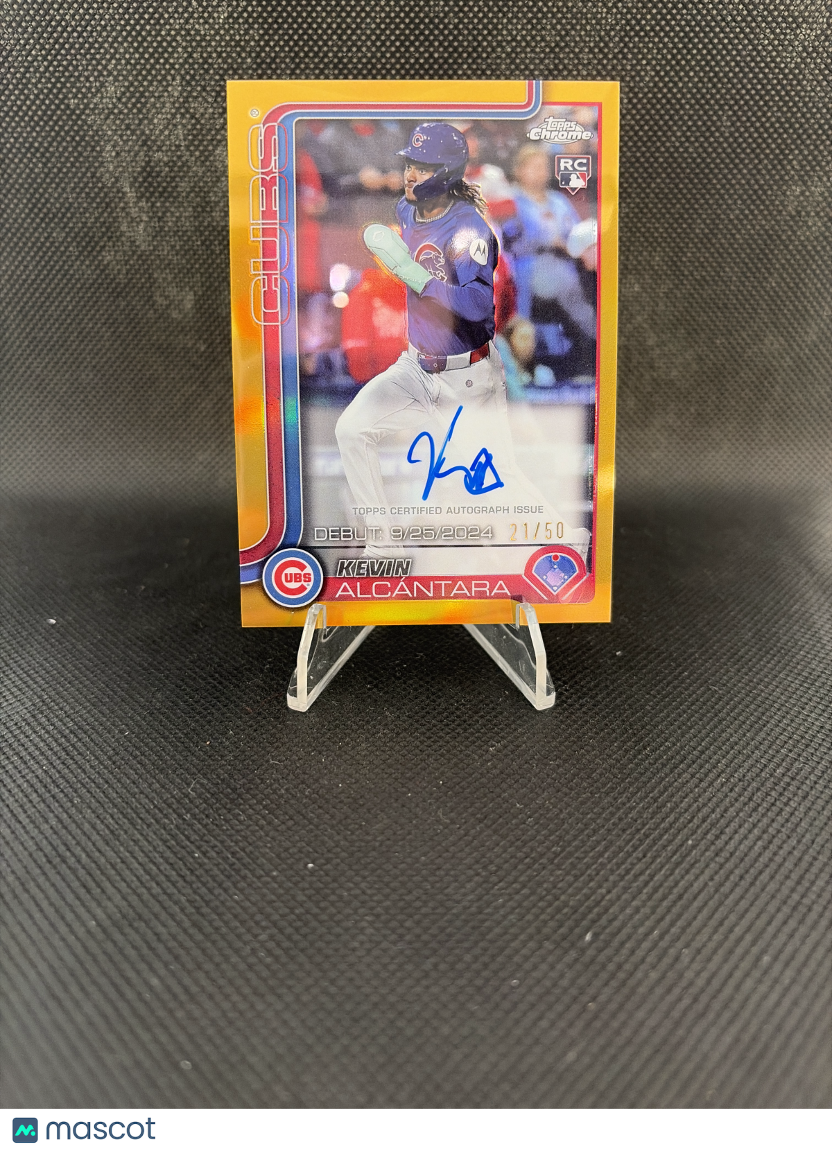 2025 Topps Chrome Update Kevin Alcántara True Gold Auto /50 RC