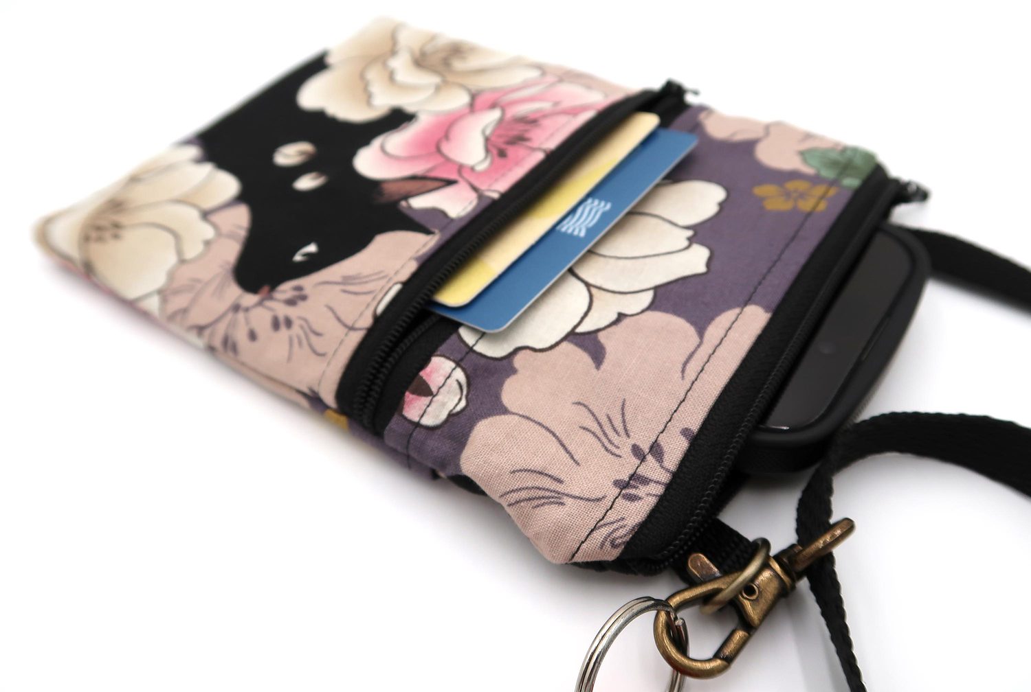 Small Crossbody Bag – Black Cats & Peonies, photo 13 of 15