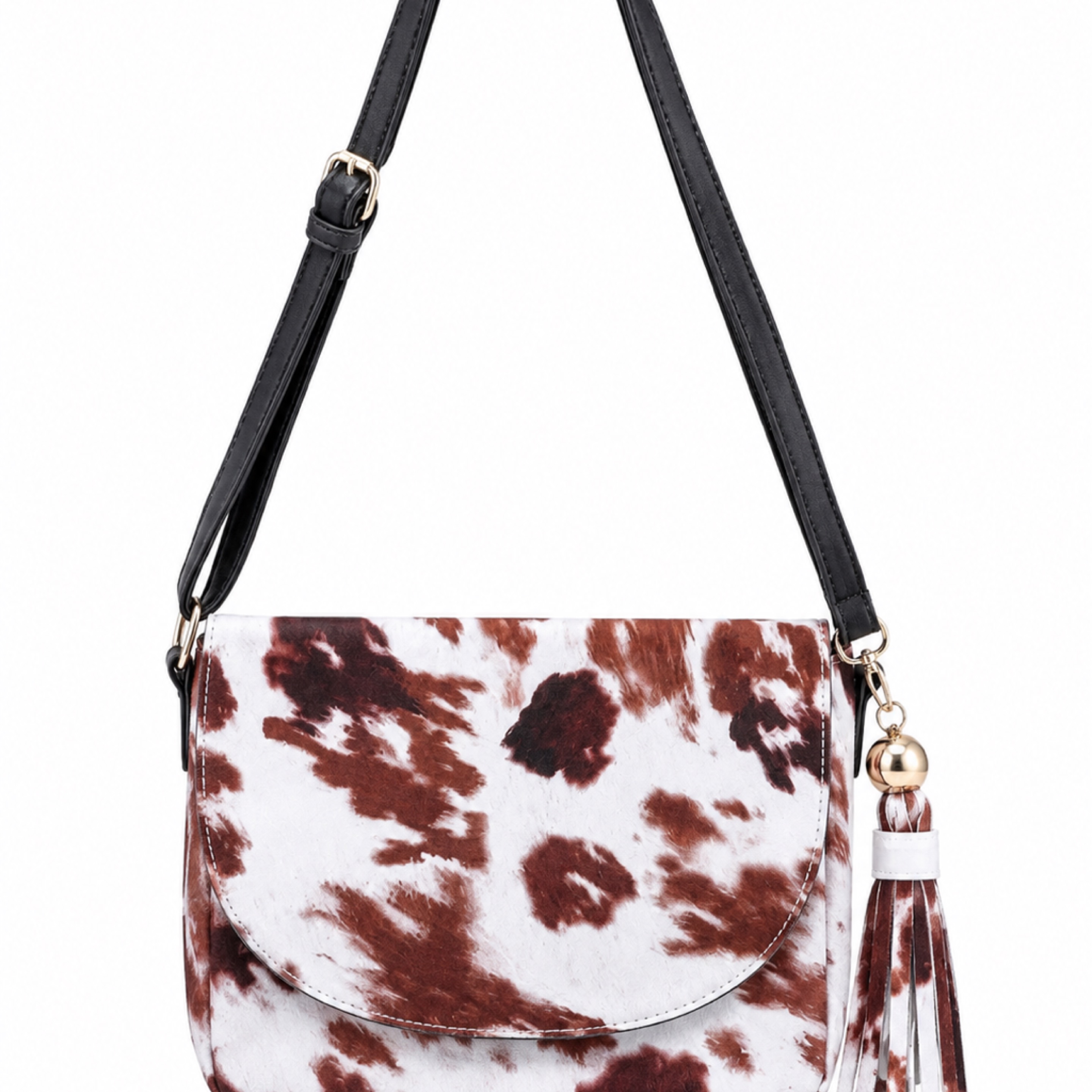 Cow Print Tassel Crossbody Purse