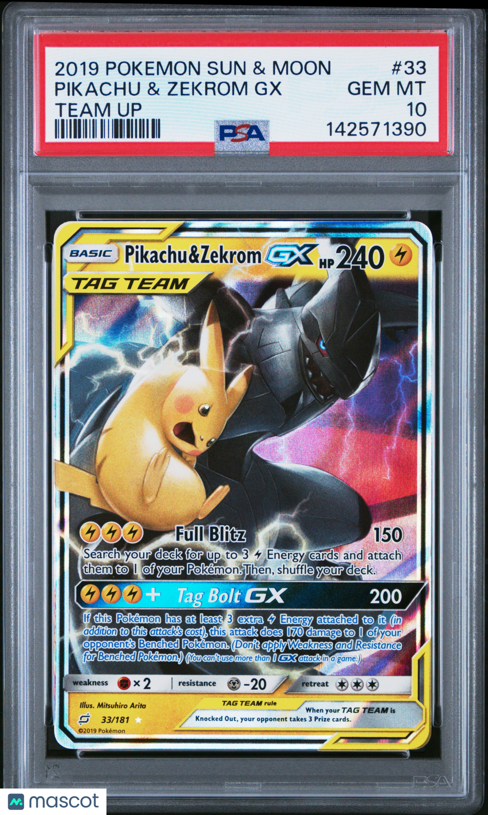 2019 Pokemon Sun & Moon Team Up Pikachu & Zekrom GX Team Up PSA 10 #33