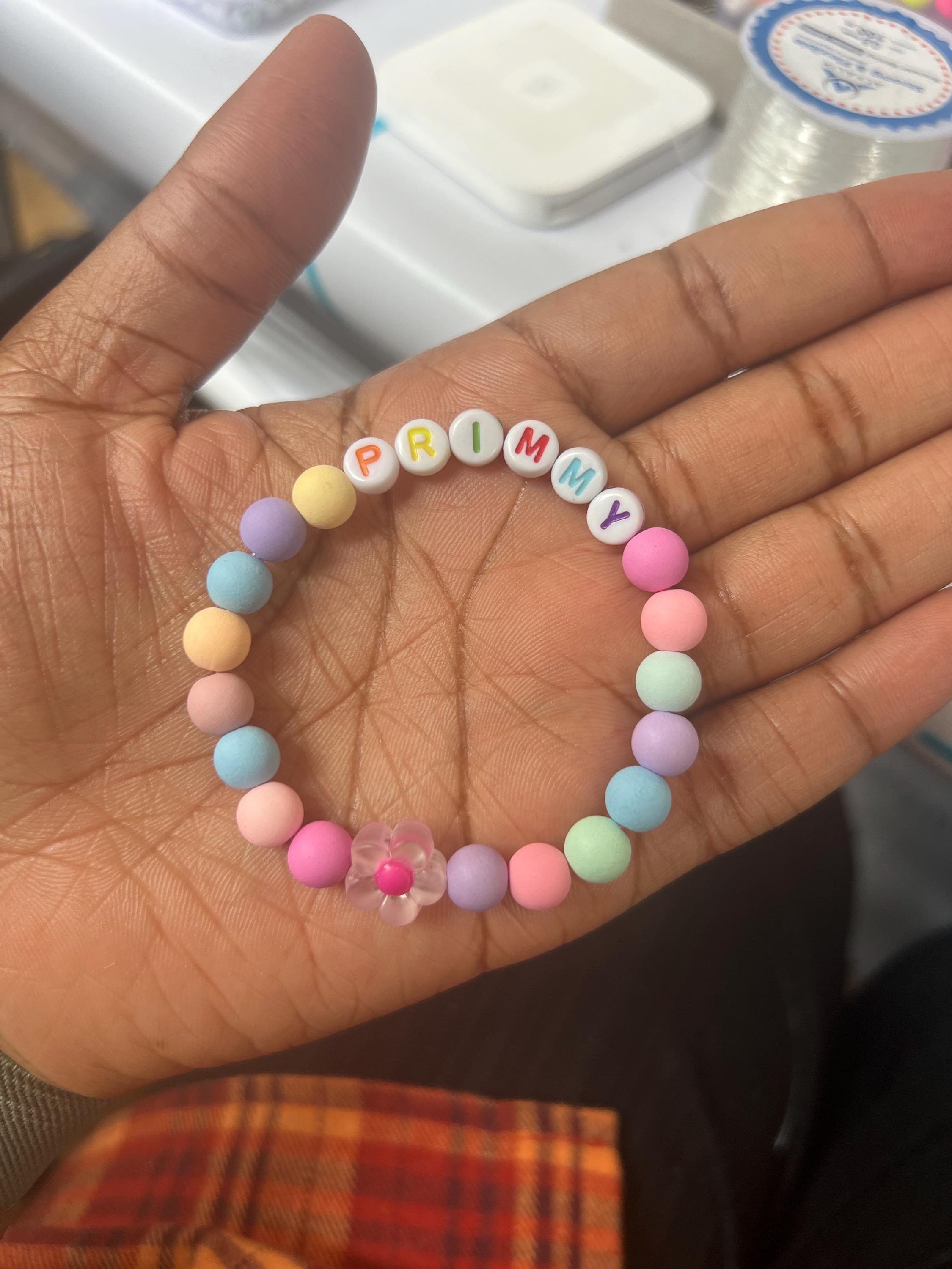 Personalized Pastel Beaded Bracelet: Sibling Name Gift view 6