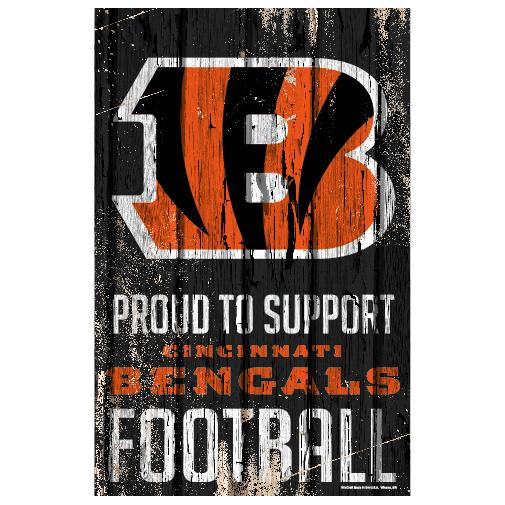 Cincinnati Bengals Proud to Support Wooden Sign 11x17"