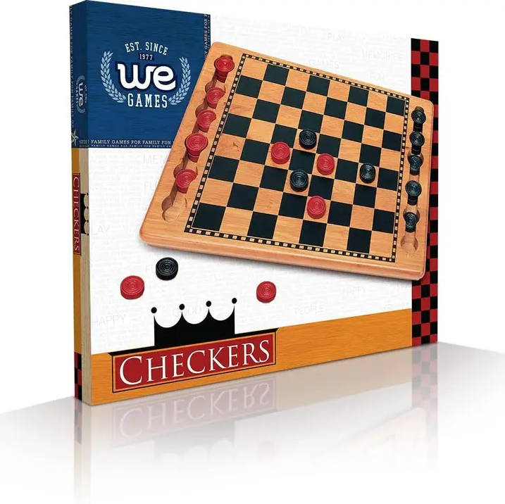 We Games Red Black Wood Checkers Set