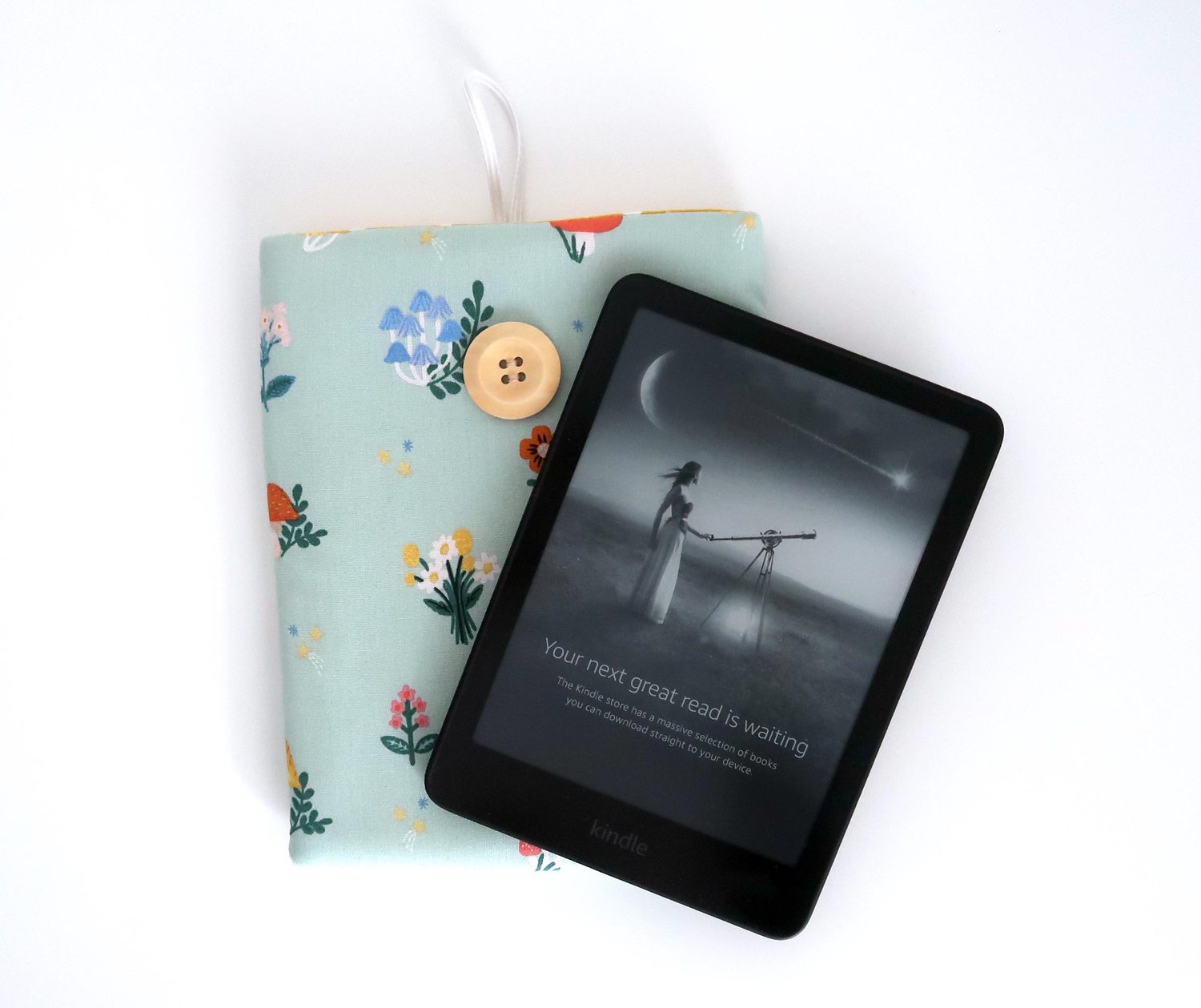 Kindle Paperwhite Cover – Mushrooms & Flowers on Mint, photo 5 of 5