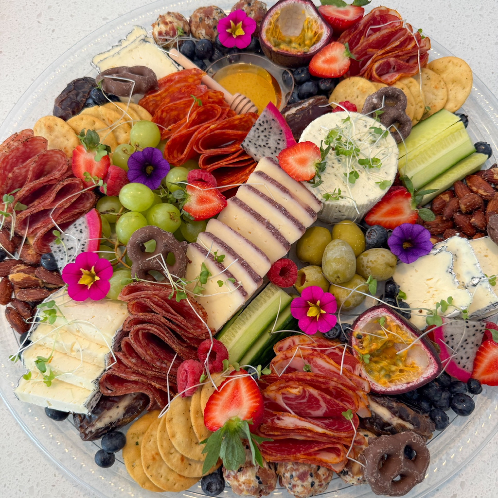 Small platter of charcuterie and cheeses