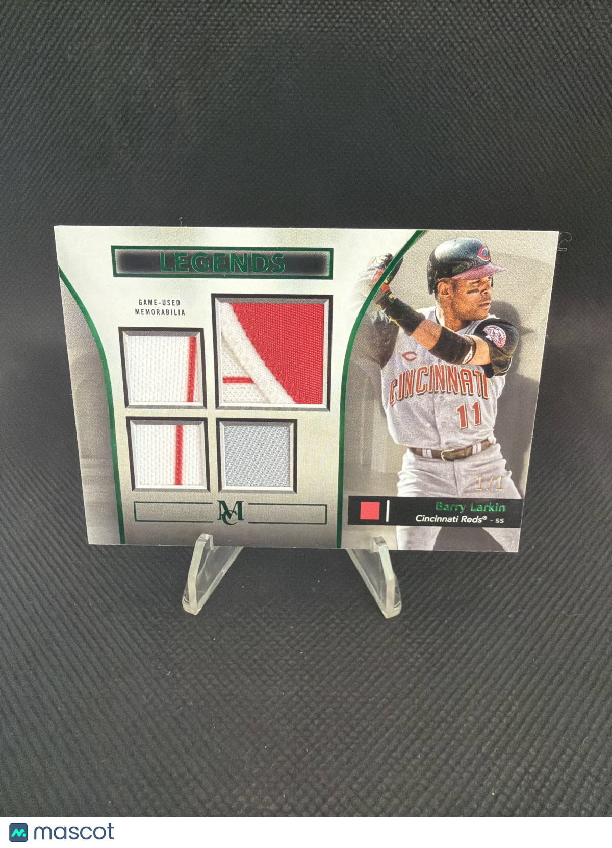 2024 Topps Museum Collection Barry Larkin Emerald Quad Relic 1/1