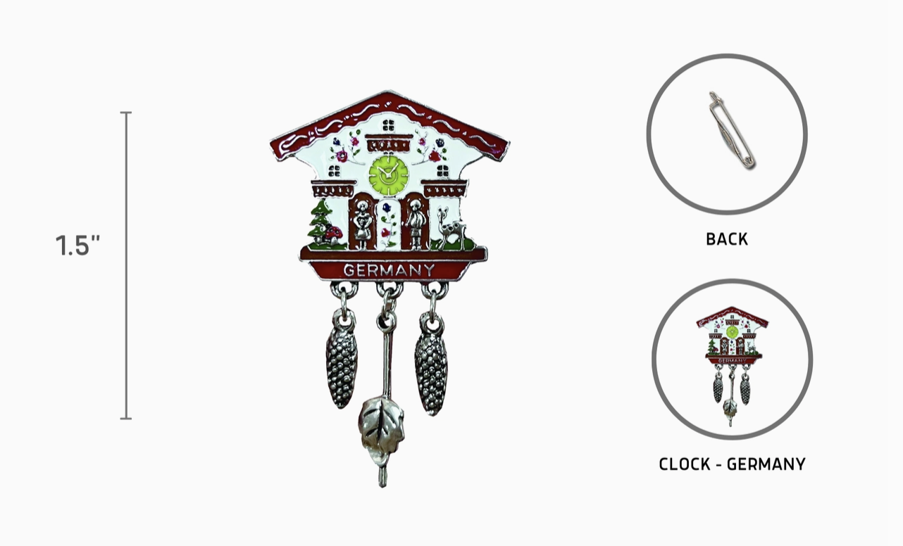 Oktoberfest German Clock House Haus Metal Hat Pin