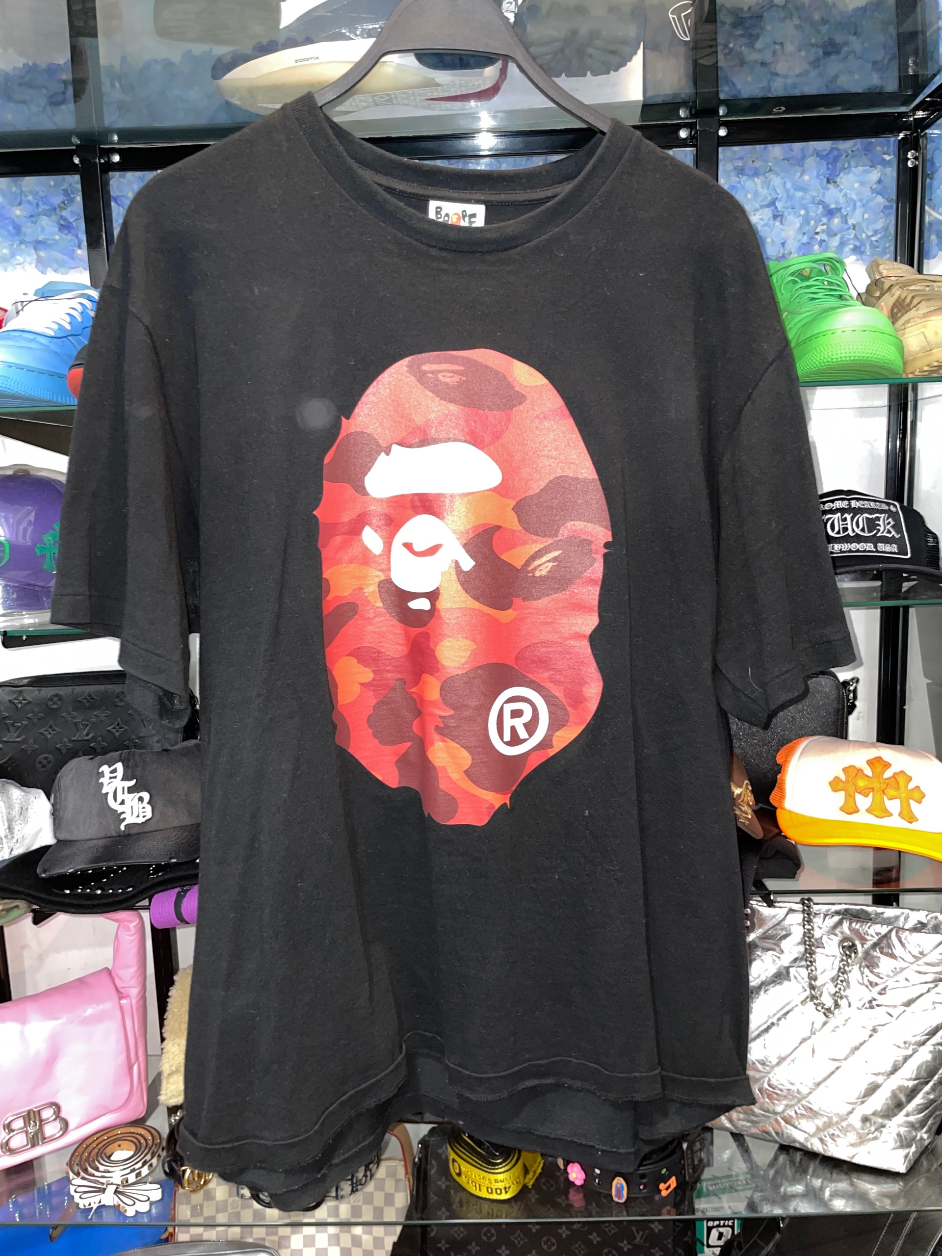 BAPE Color Camo Big Ape Head T-Shirt Black Red | A Bathing Ape 2XL