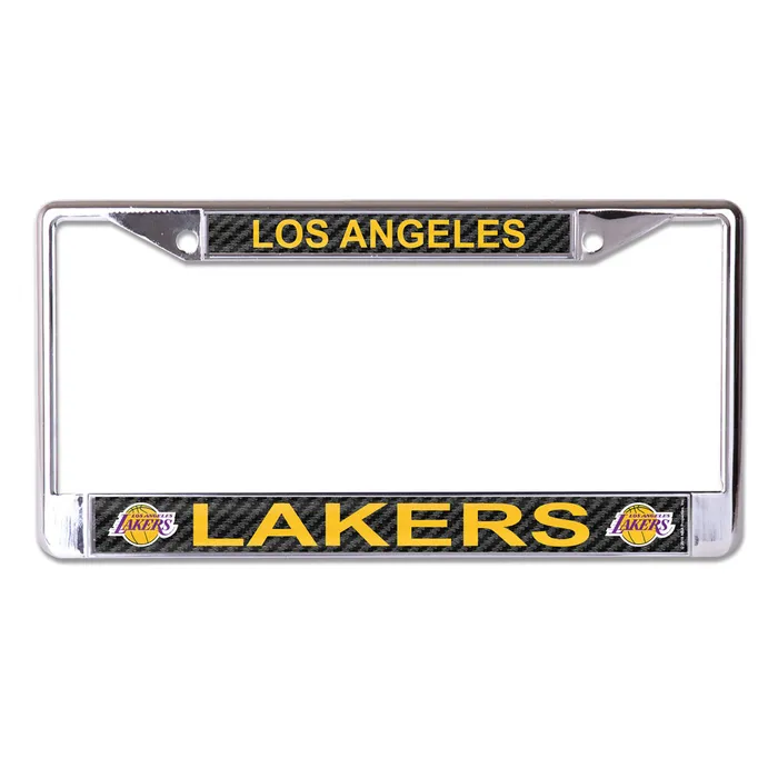 Los Angeles Lakers Black Carbon Laser Chrome License Plate Frame