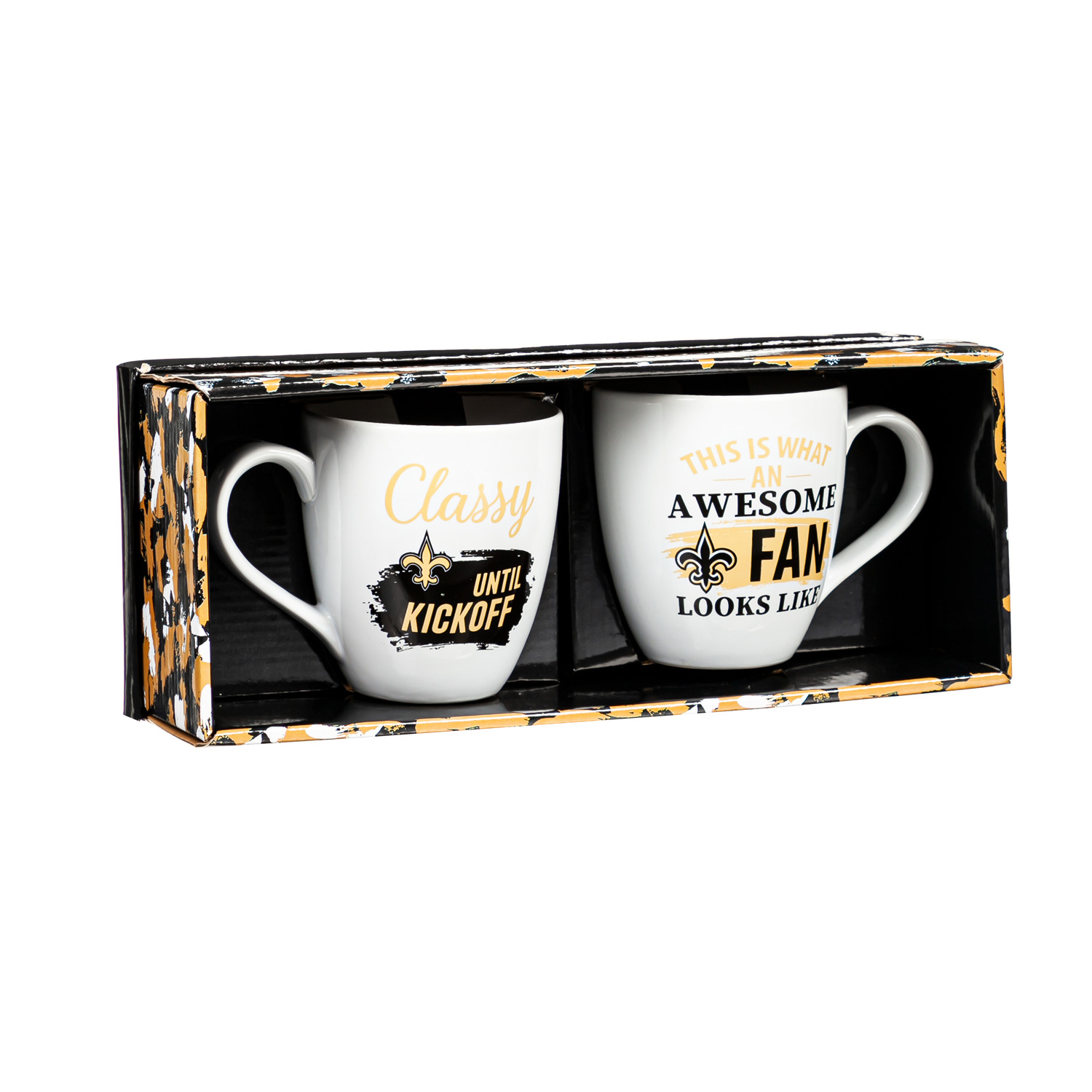 New Orleans Saints Ceramic Coffee Mug Set with Box 17oz Each