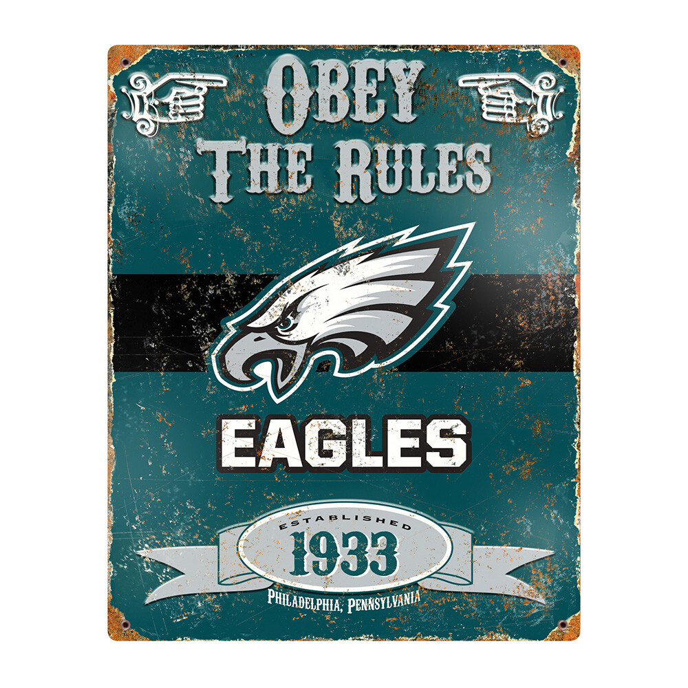 Philadelphia Eagles Obey the Rules Metal Sign