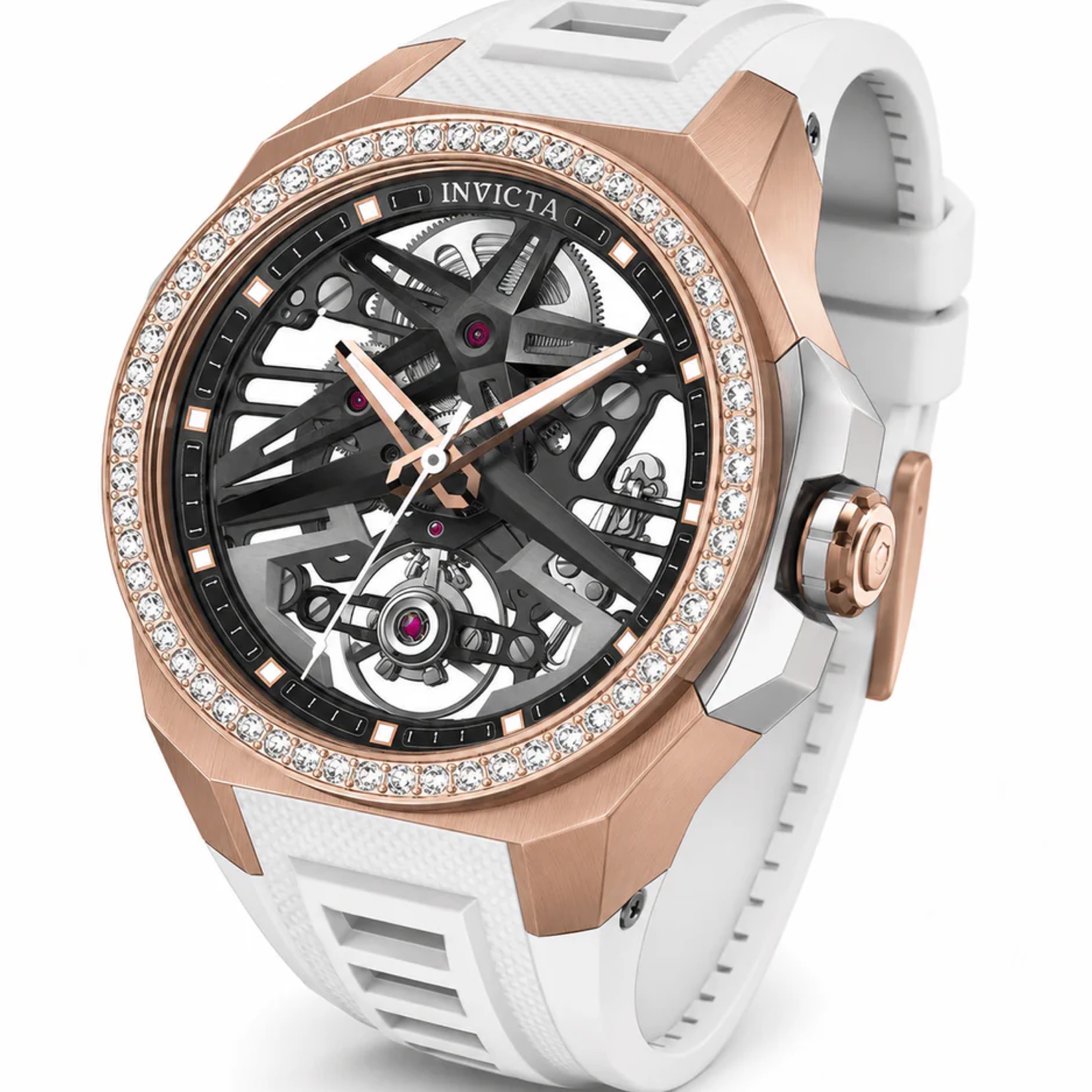 Invicta Objet D Art Lumidia Lab Grown Diamond Watch - 43mm Rose 