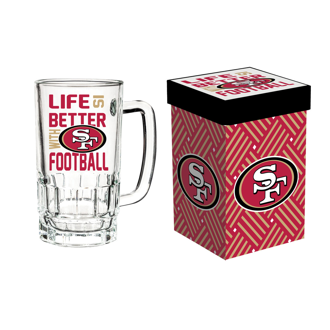 San Francisco 49ers Glass Tankard Mug with Box 18oz